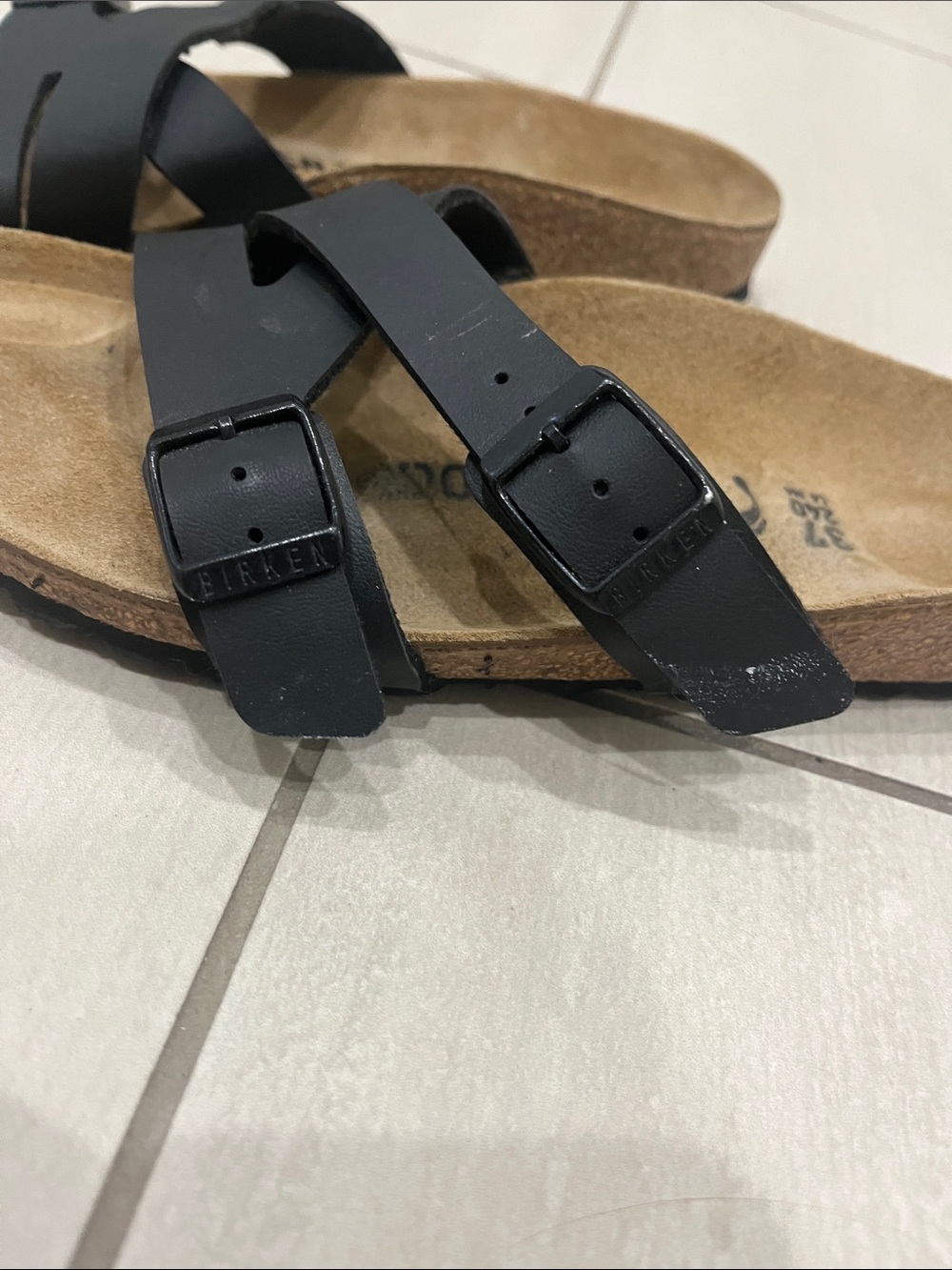 Birkenstock Black Double Strap Slide Sandals - Picture 6 of 6